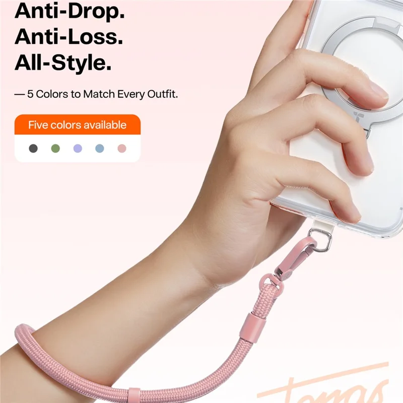 Sangle de poignet TORRAS LoopGo Flex pour téléphone, appareil photo, écouteurs, anti-chute avec patte de fixation - Rose