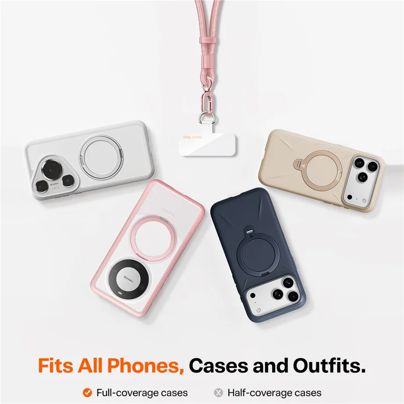 Sangle de poignet TORRAS LoopGo Flex pour téléphone, appareil photo, écouteurs, anti-chute avec patte de fixation - Rose