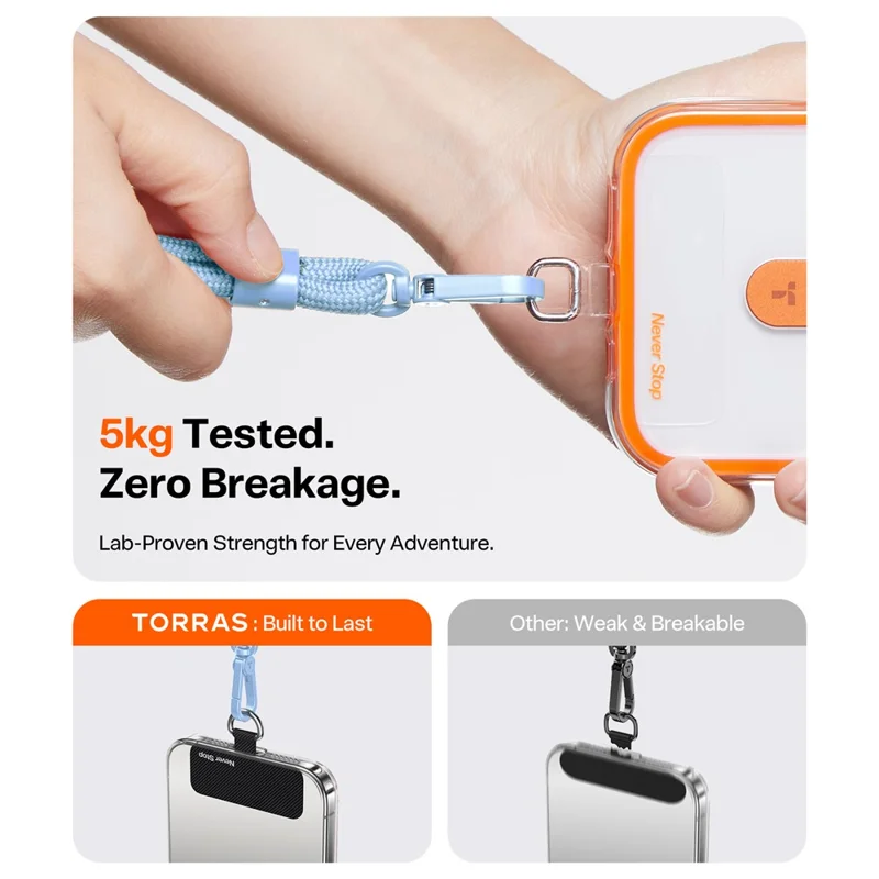 TORRAS LoopGo Flex Handgelenk-Handygurt Kamera Kopfhörer Anti-Drop-Gurt mit Befestigungsklammer - Blau