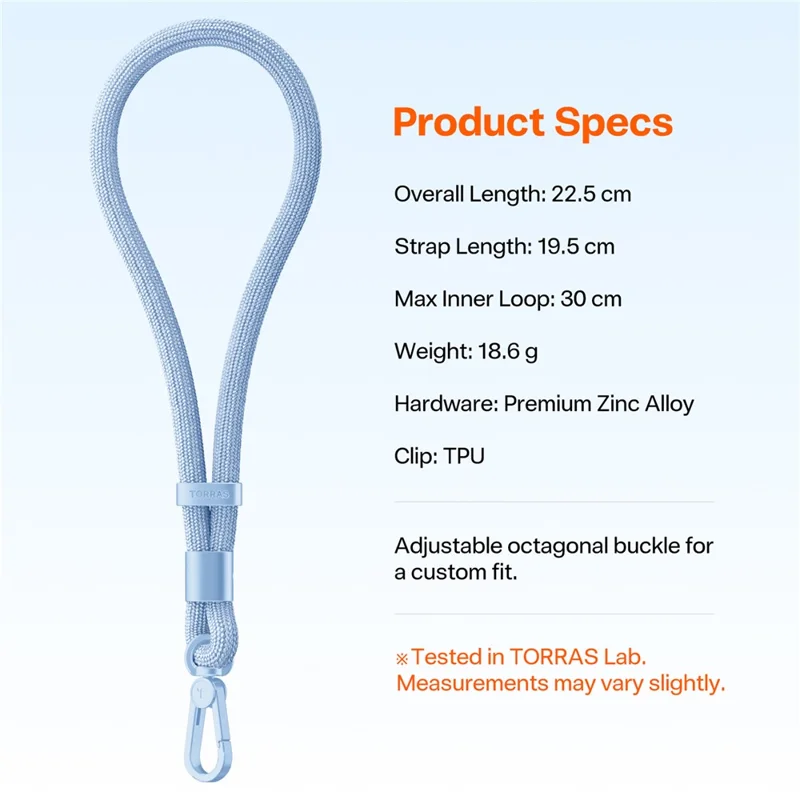 TORRAS LoopGo Flex Handgelenk-Handygurt Kamera Kopfhörer Anti-Drop-Gurt mit Befestigungsklammer - Blau