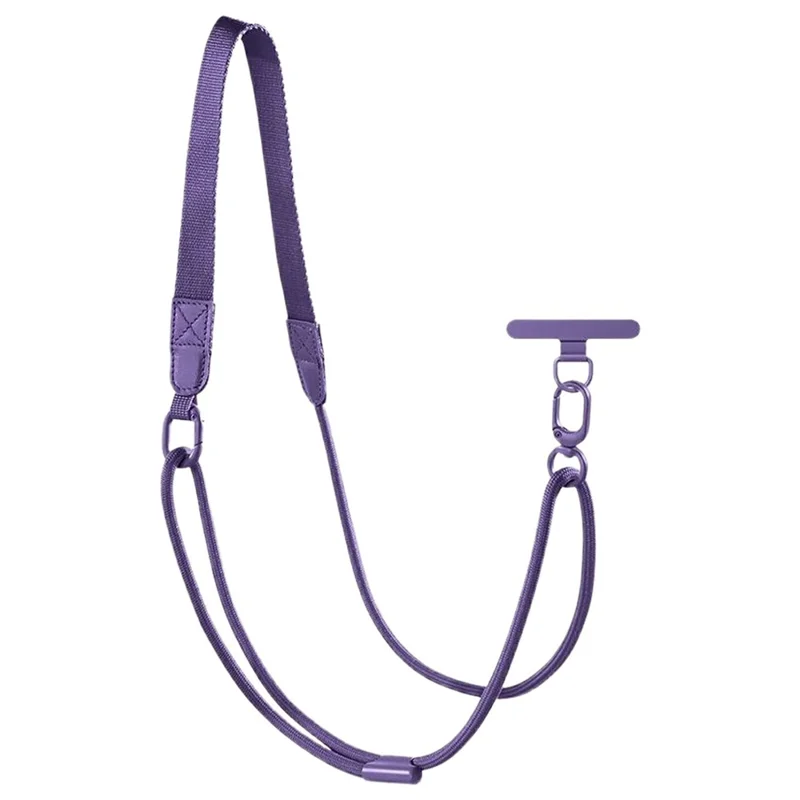 90 - 120cm Adjustable Mobile Phone Lanyard Round Wide 2 in 1 Crossbody Phone Strap with Tether Tab - Dark Purple