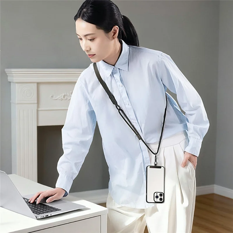 90 - 120cm Adjustable Mobile Phone Lanyard Round Wide 2 in 1 Crossbody Phone Strap with Tether Tab - Dark Purple