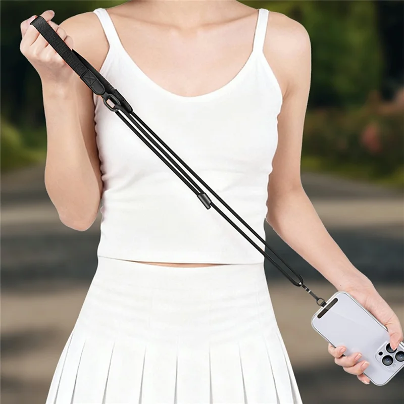 90 - 120cm Adjustable Mobile Phone Lanyard Round Wide 2 in 1 Crossbody Phone Strap with Tether Tab - Dark Purple