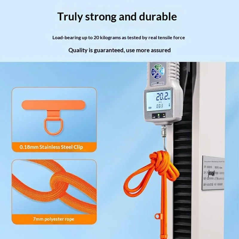 80 - 150cm Adjustable Phone Lanyard Neck Strap Crossbody Long Strap with Silicone Hanging Hole - Orange