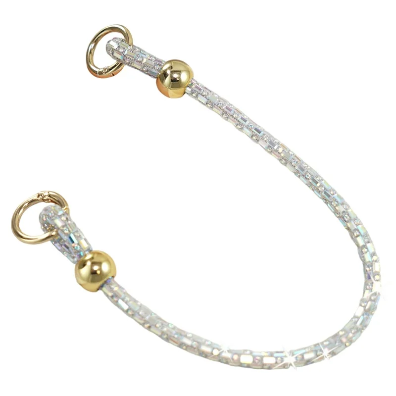 30 см квадратный бисерный ремешок для телефона на запястье, цепочка с кристаллами, аксессуар — ослепительный / золотой