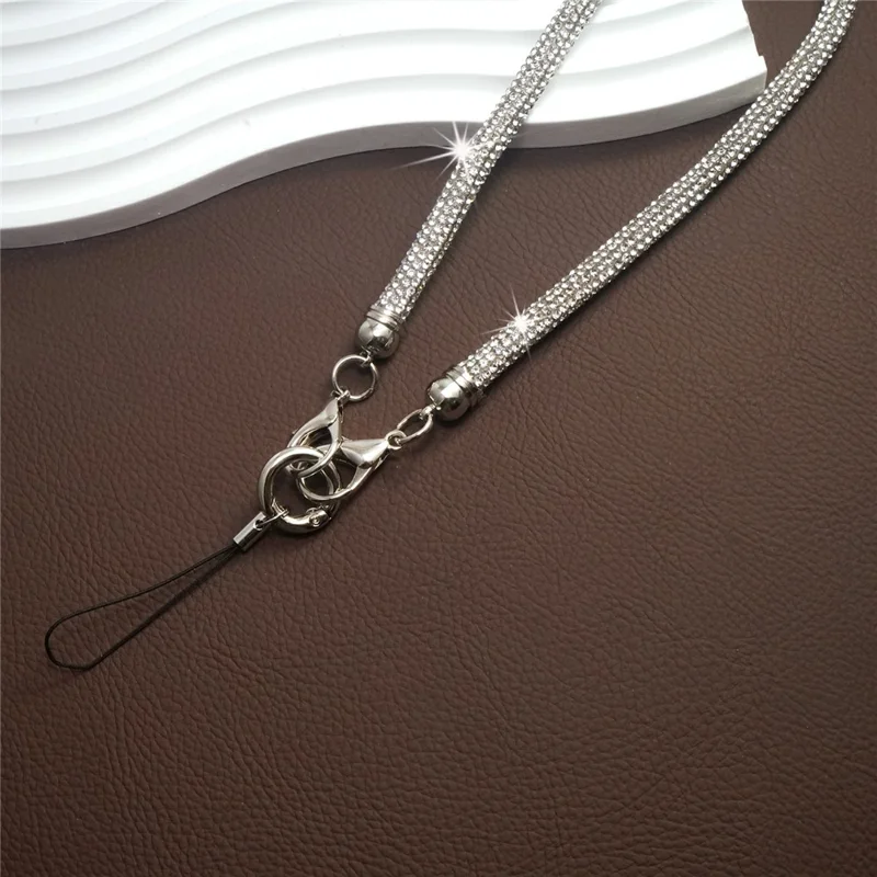 Sangle de téléphone court 30 cm avec pendentif brillant en cristal, cordon en strass pour téléphone portable - Multicolore