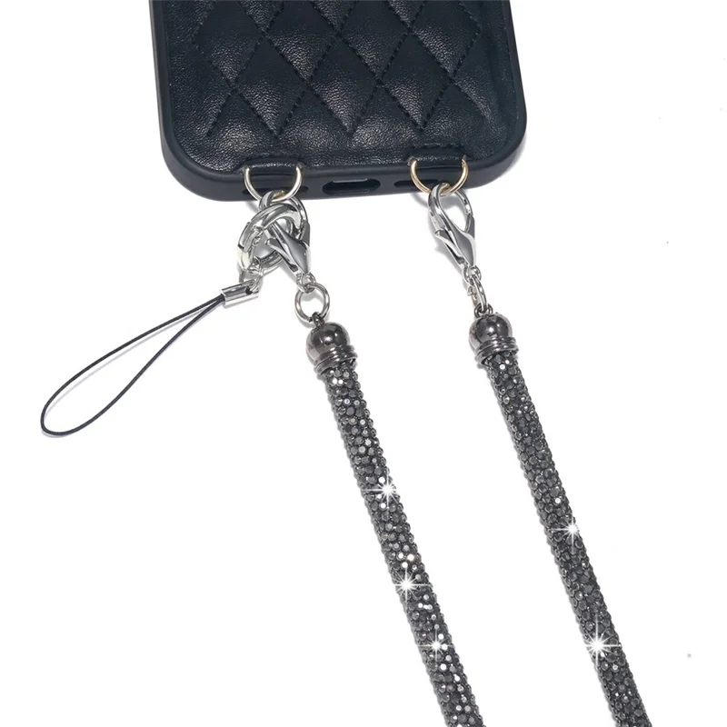Sangle de téléphone portable de 70 cm, bandoulière en travers, style brillant avec strass, chaîne pour téléphone portable - Multicolore