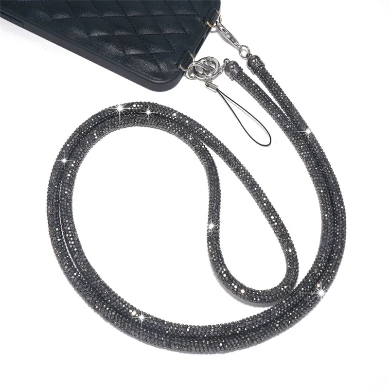 Sangle de téléphone portable de 70 cm, bandoulière en travers, style brillant avec strass, chaîne pour téléphone portable - Multicolore