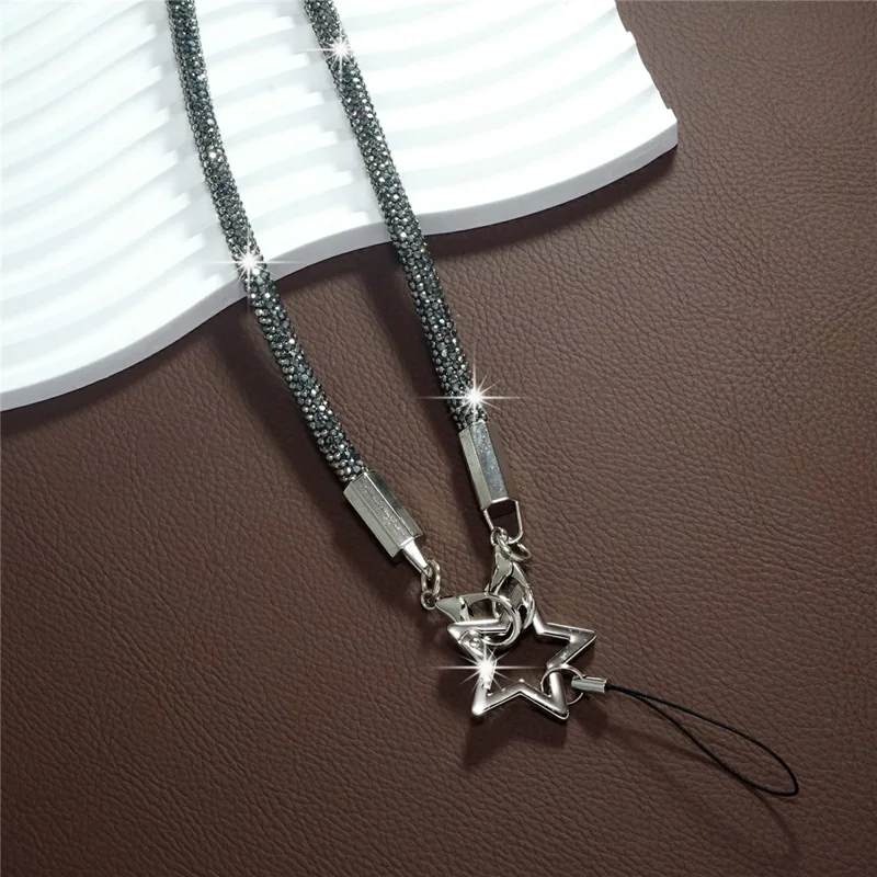 Kristallstrass-Handy-Umhängetasche mit Stern-Anhänger, Mehrfarbig