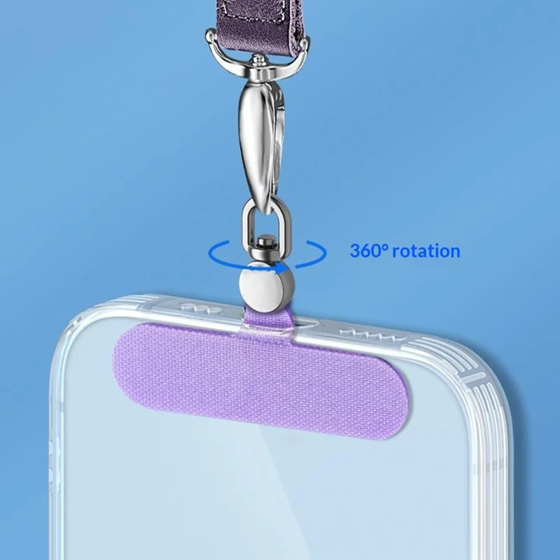 Oxford Cloth Phone Lanyard Tether Tab 360 Degree Rotation Stainless Steel D-Ring Strap Gasket - Silver Disc / Ivory White