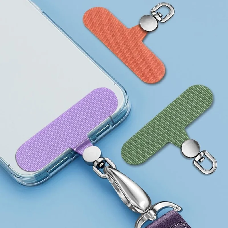 Oxford Cloth Phone Lanyard Tether Tab 360 Degree Rotation Stainless Steel D-Ring Strap Gasket - Silver Disc / Ivory White