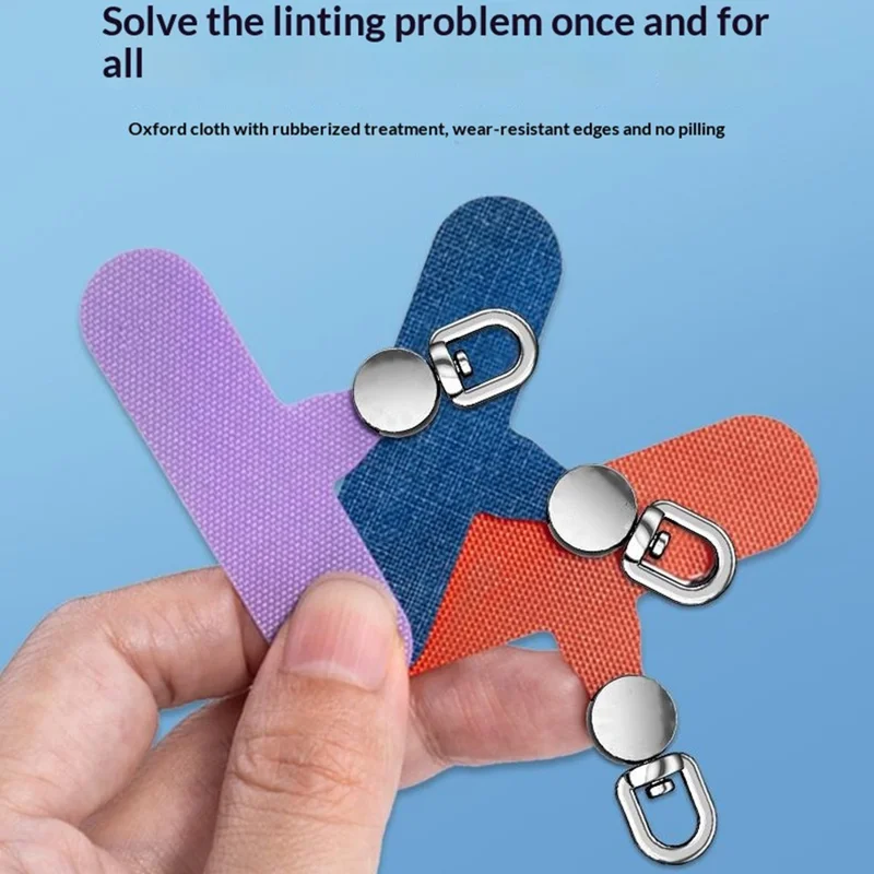 Oxford Cloth Phone Lanyard Tether Tab 360 Degree Rotation Stainless Steel D-Ring Strap Gasket - Silver Disc / Ivory White