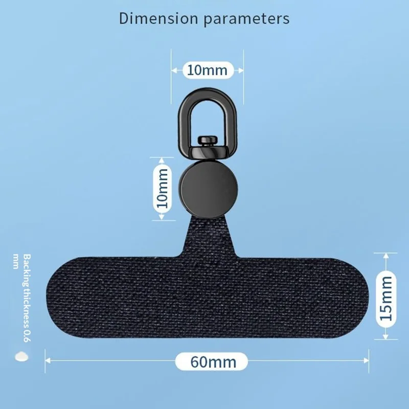 Oxford Cloth Phone Lanyard Tether Tab 360 Degree Rotation Stainless Steel D-Ring Strap Gasket - Silver Disc / Ivory White