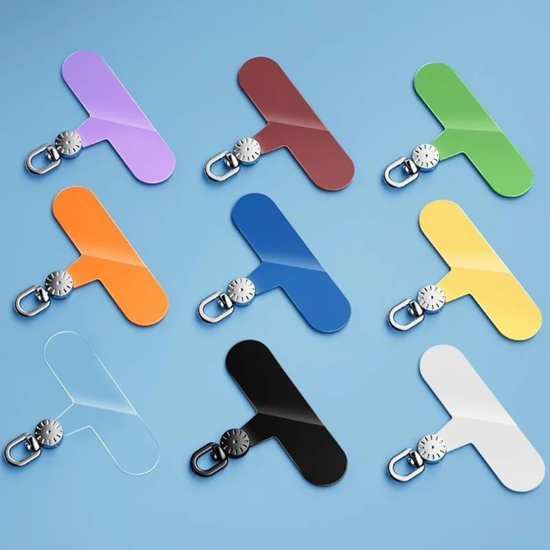 Phone Lanyard Connector 360° Rotation Anti-Lost TPU Tether Tab Strap Adapter with Metal Ring - Silver Dial Plate / Black