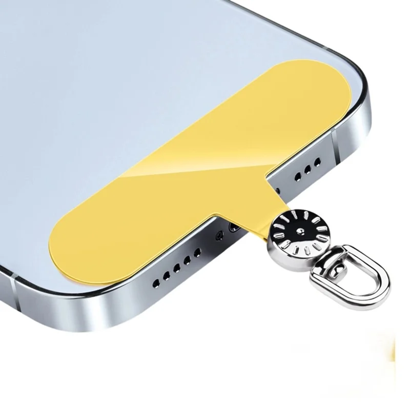 Phone Lanyard Connector 360° Rotation Anti-Lost TPU Tether Tab Strap Adapter with Metal Ring - Silver Dial Plate / Yellow