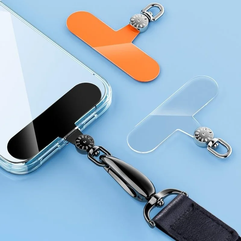 Phone Lanyard Connector 360° Rotation Anti-Lost TPU Tether Tab Strap Adapter with Metal Ring - Silver Dial Plate / Yellow