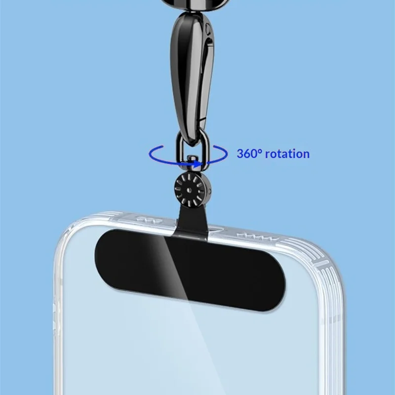 Phone Lanyard Connector 360° Rotation Anti-Lost TPU Tether Tab Strap Adapter with Metal Ring - Silver Dial Plate / Yellow