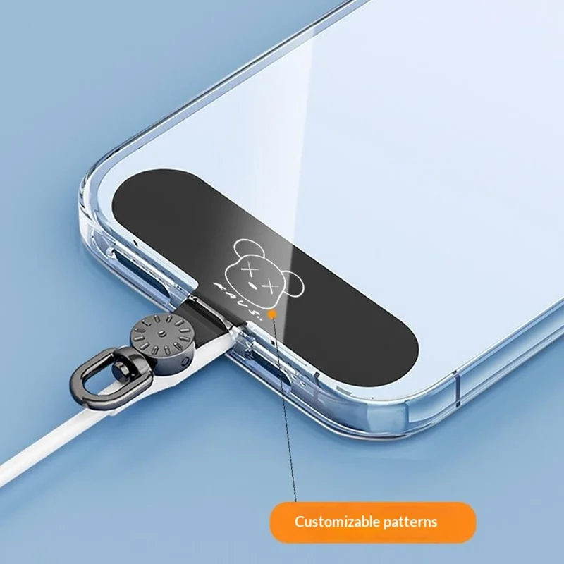 Phone Lanyard Connector 360° Rotation Anti-Lost TPU Tether Tab Strap Adapter with Metal Ring - Silver Dial Plate / Yellow
