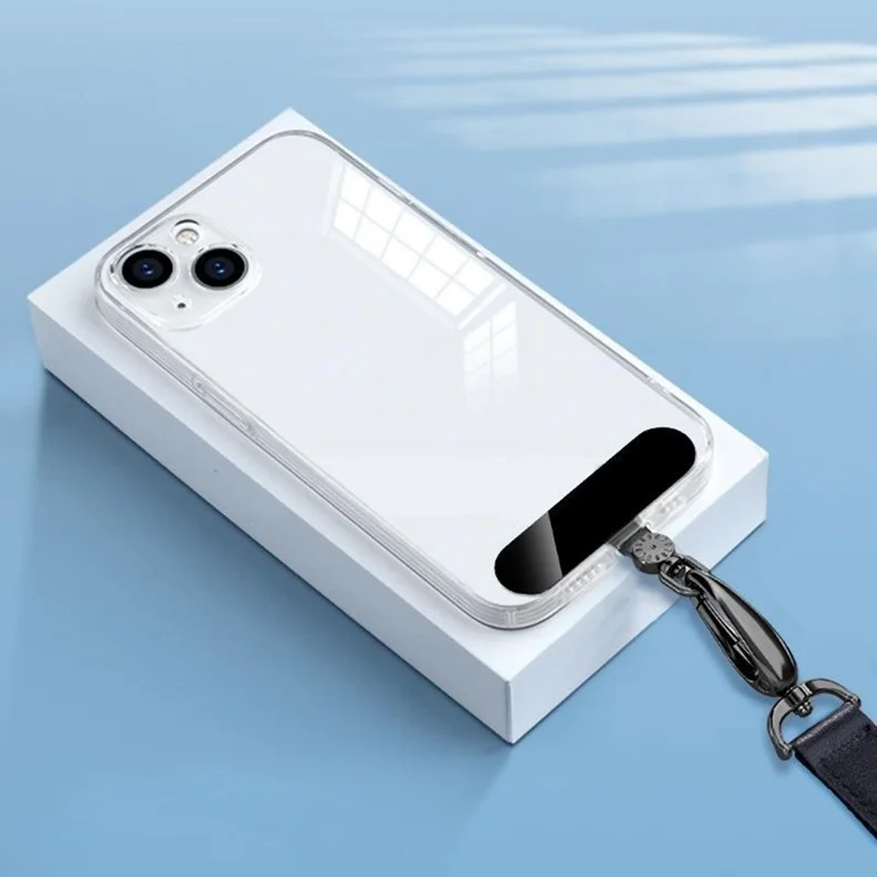 Phone Lanyard Connector 360° Rotation Anti-Lost TPU Tether Tab Strap Adapter with Metal Ring - Silver Dial Plate / Yellow