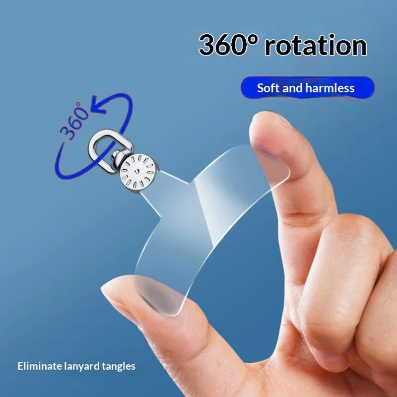 Phone Lanyard Connector 360° Rotation Anti-Lost TPU Tether Tab Strap Adapter with Metal Ring - Silver Dial Plate / Yellow