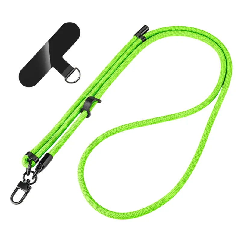 1,5 m verstellbares Handy-Schlüsselband mit Befestigungshaken, Umhängeschlaufe aus langem Nylonseil, 8 mm Durchmesser – Neon-Grün