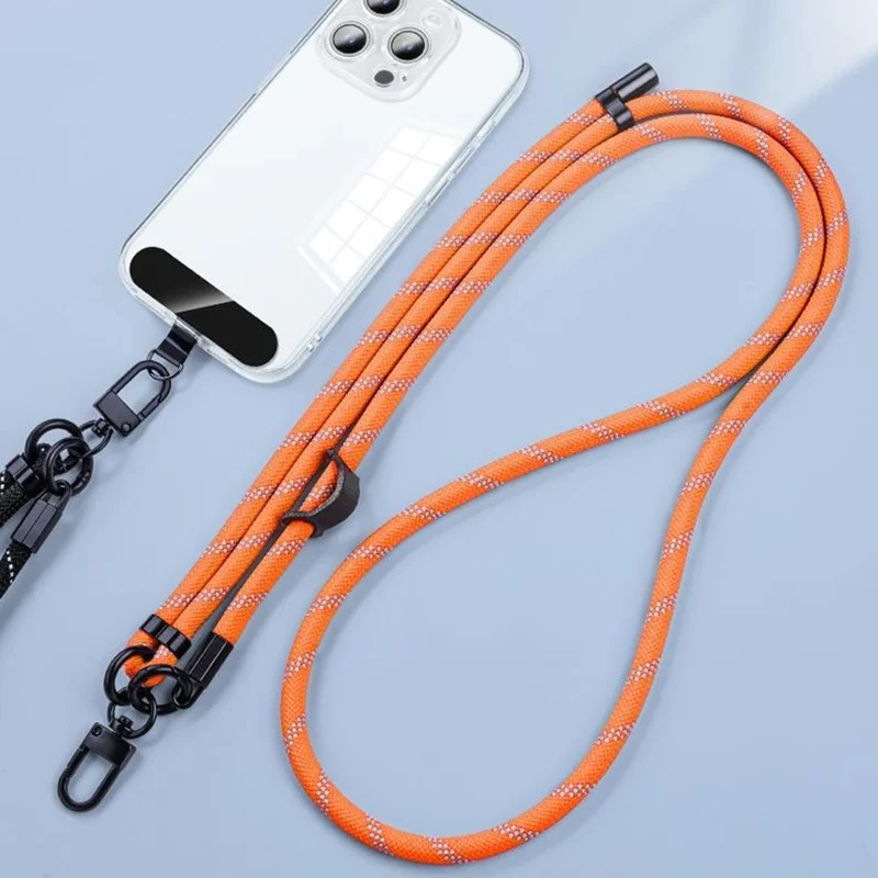 1,5 m verstellbares Handy-Schlüsselband mit Befestigungshaken, Umhängeschlaufe aus langem Nylonseil, 8 mm Durchmesser – Neon-Grün