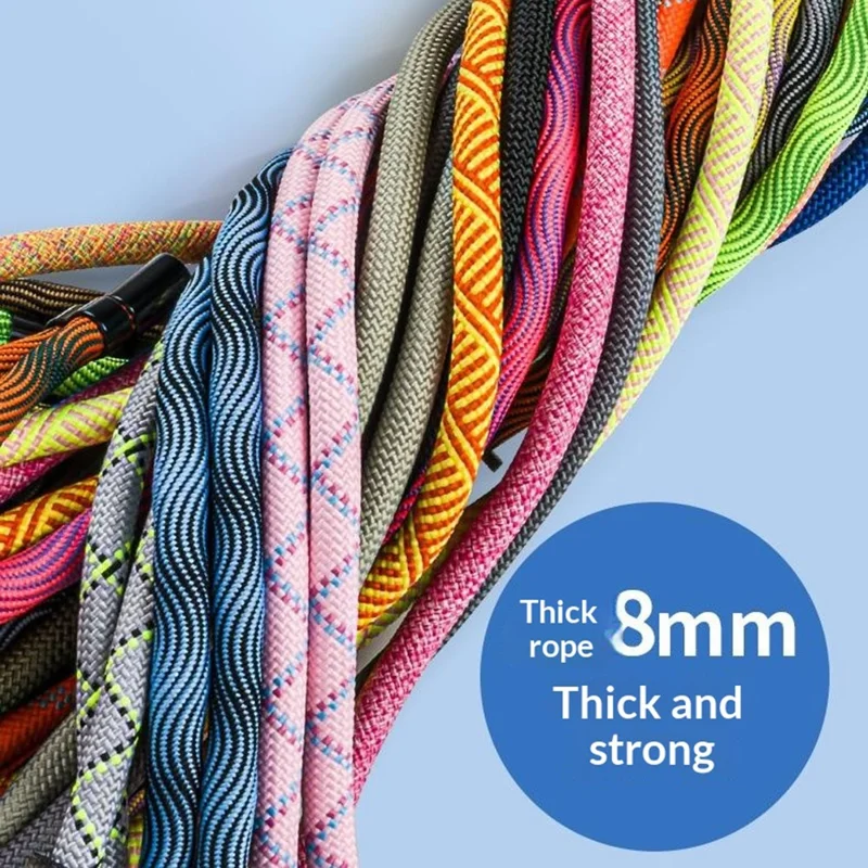 1,5 m verstellbares Handy-Schlüsselband mit Befestigungshaken, Umhängeschlaufe aus langem Nylonseil, 8 mm Durchmesser – Neon-Grün