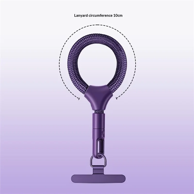 Короткий шнурок для телефона 9 см с самоблокирующейся металлической застежкой, антикражный ремешок с креплением - темно-фиолетовый