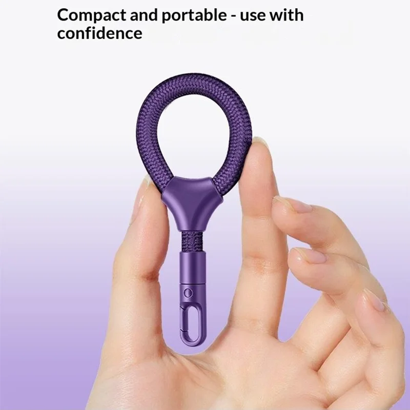 Короткий шнурок для телефона 9 см с самоблокирующейся металлической застежкой, антикражный ремешок с креплением - темно-фиолетовый