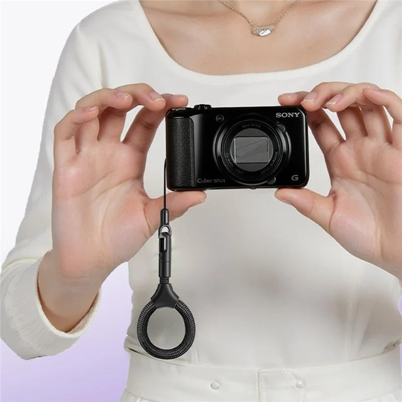 Короткий шнурок для телефона 9 см с самоблокирующейся металлической застежкой, антикражный ремешок с креплением - темно-фиолетовый