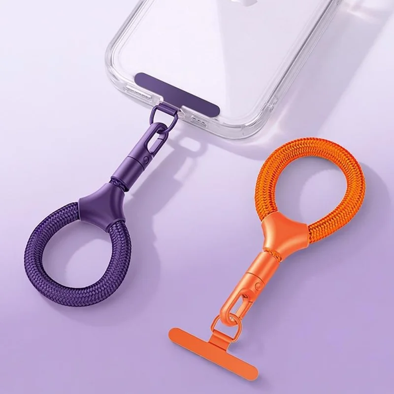 Короткий шнурок для телефона 9 см с самоблокирующейся металлической застежкой, антикражный ремешок с креплением - темно-фиолетовый