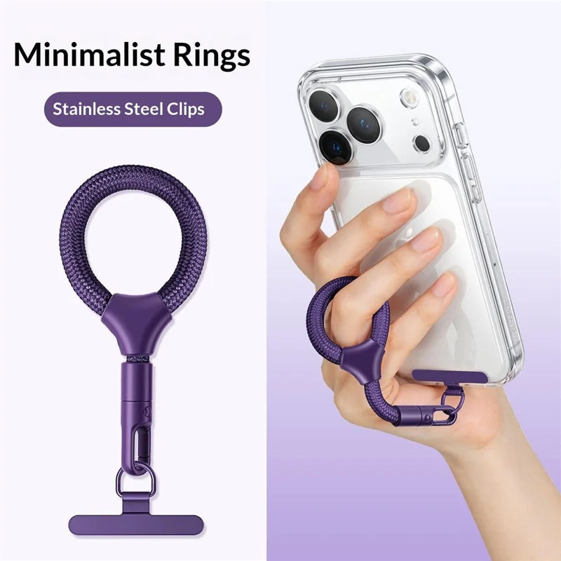 9 cm Handy-Schultergurt mit selbstsichernder Metallschnalle, Diebstahlschutzgurt mit Befestigungsschlaufe - Lila Lila