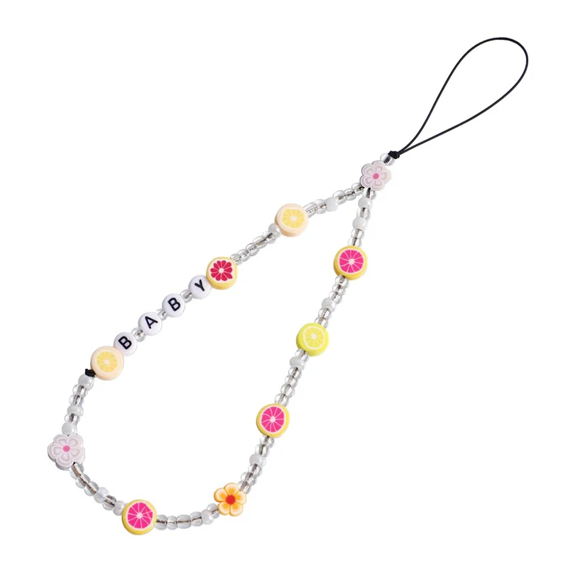 22cm Pearl Colorful Beads Phone Lanyard Acrylic Wrist Strap Charm Phone Chain Accessory - ZW2001