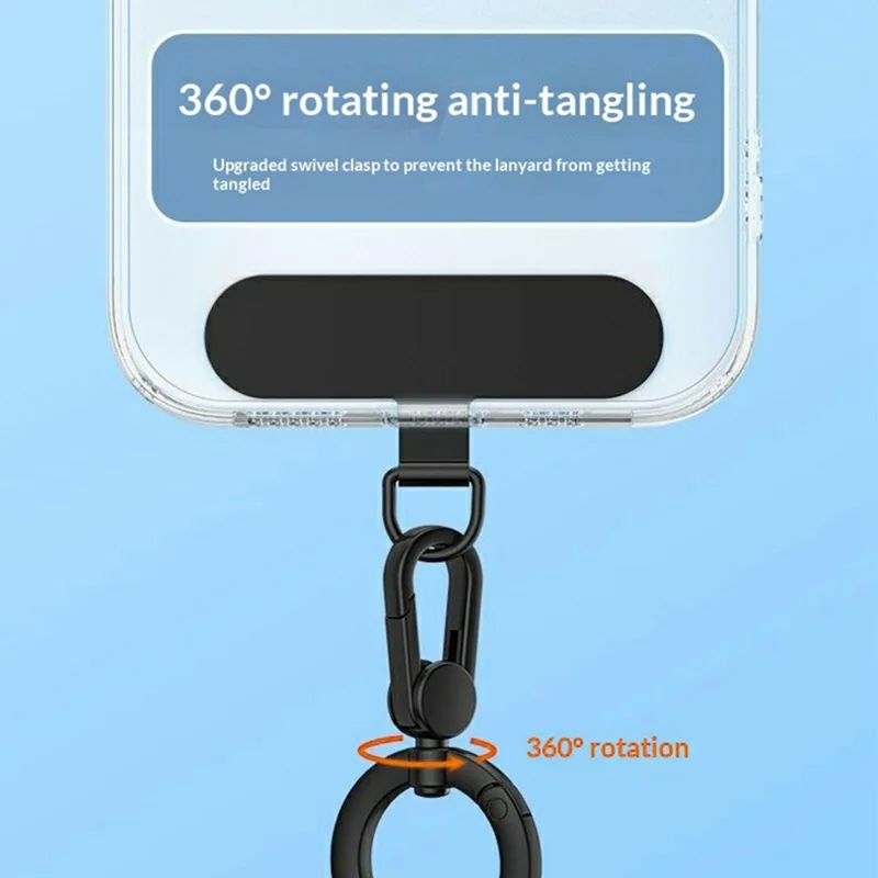 Phone Lanyard Tether Tab 360° Rotating Anti-tangling Detachable Ring Hook Stainless Steel Patch Strap Connector - Round Ring Holder / Matcha Green