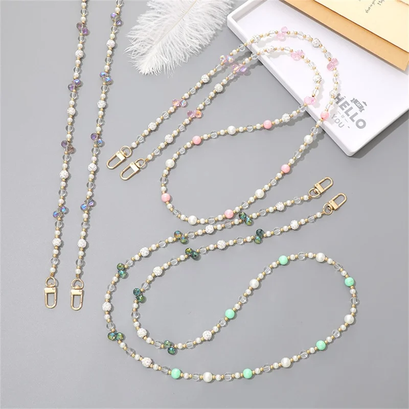 120 cm Élégant Porte-clés à Perles de Cristal en Bandoulière pour Housse de Téléphone, Sacoche, Sangle de Port - Vert