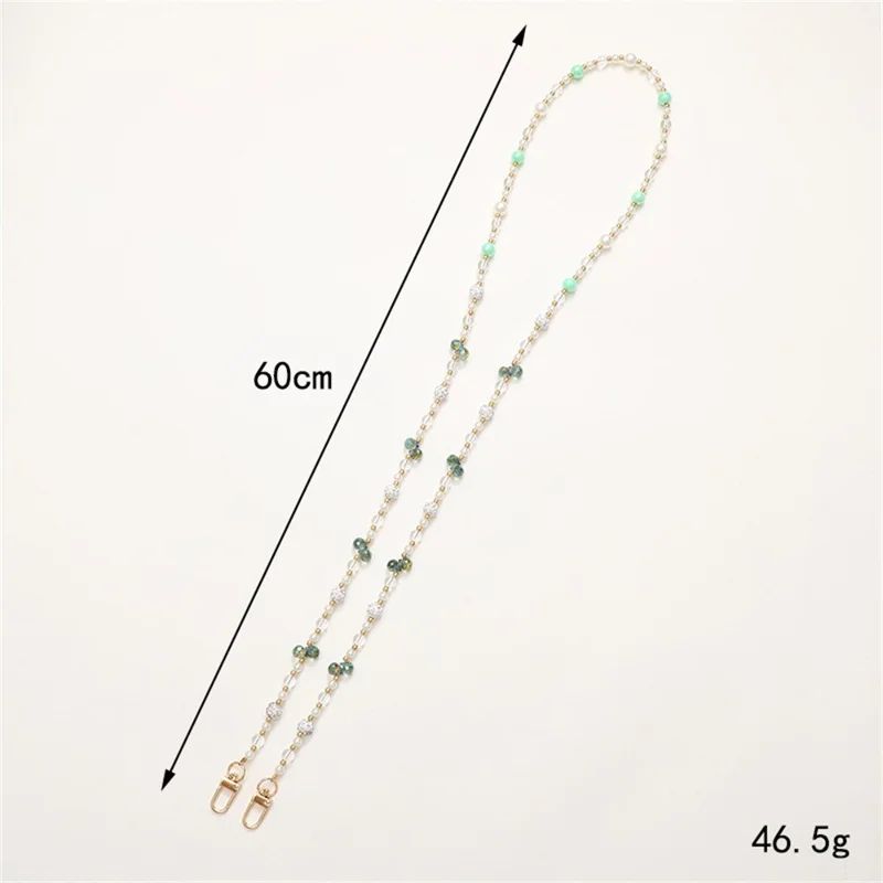 120 cm Élégant Porte-clés à Perles de Cristal en Bandoulière pour Housse de Téléphone, Sacoche, Sangle de Port - Vert