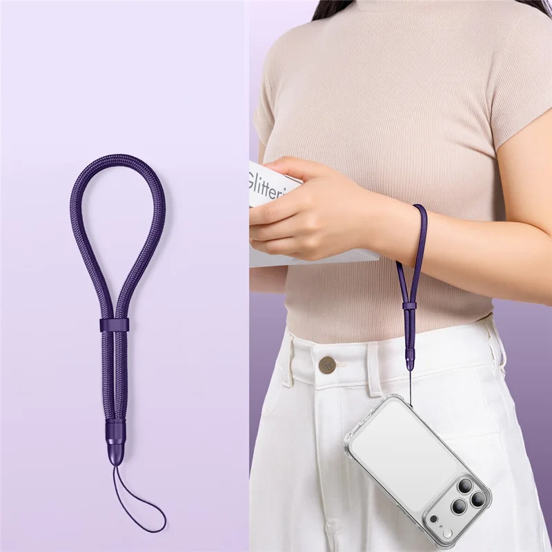Laccetto da Polso Autobloccante da 30 cm con Connettore a Proiettile, Cordino Regolabile in Corda di Poliestere da 6 mm - Viola Scuro