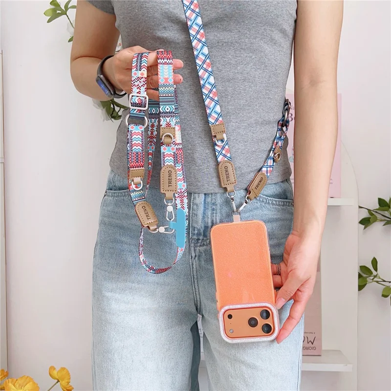70 cm Retro-Handygurt Verstellbarer Umhängeriemen Hals- und Schultergurt Handy-Anhänger mit Befestigungsschlaufe – Stil 1