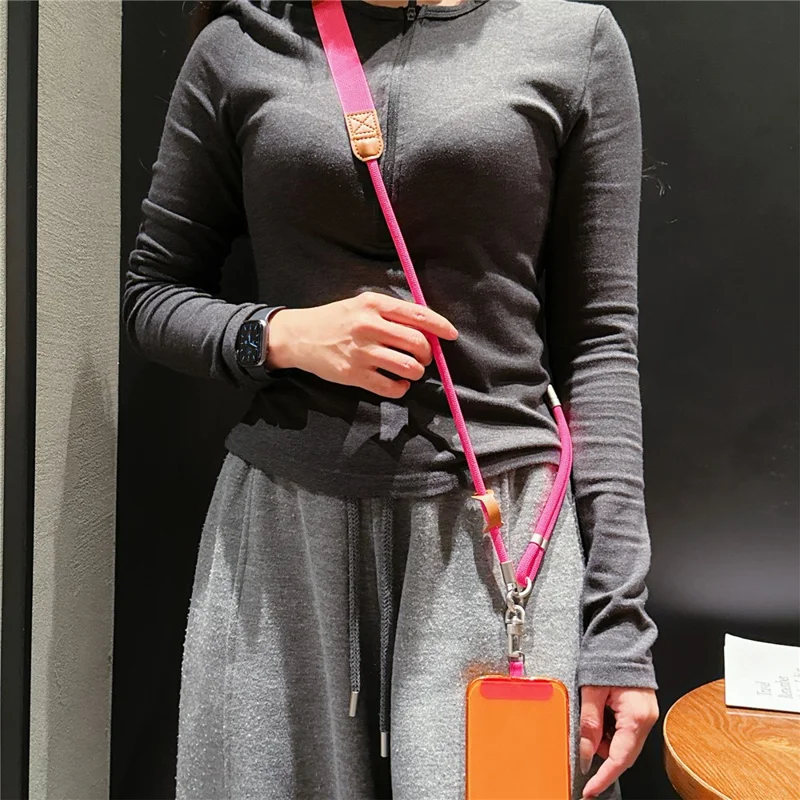 80 cm Verstellbare Handy-Schlaufe Geflochtenes Nylonseil mit Befestigungshaken Breites Mobiles Halsband - Stil 1