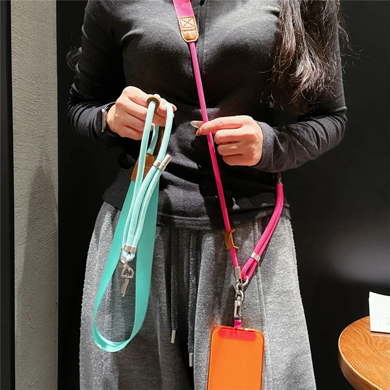 80 cm Verstellbare Handy-Schlaufe Geflochtenes Nylonseil mit Befestigungshaken Breites Mobiles Halsband - Stil 1