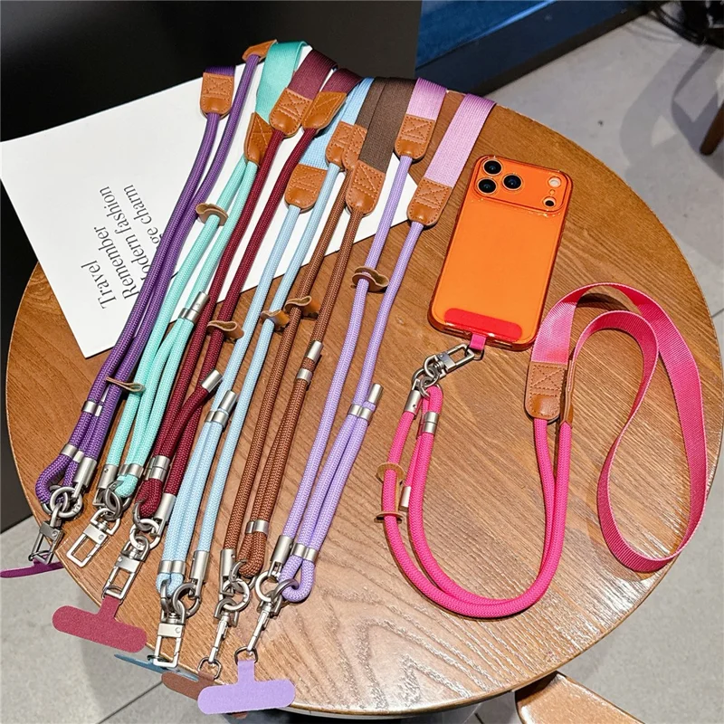 80 cm Verstellbare Handy-Schlaufe Geflochtenes Nylonseil mit Befestigungshaken Breites Mobiles Halsband - Stil 1