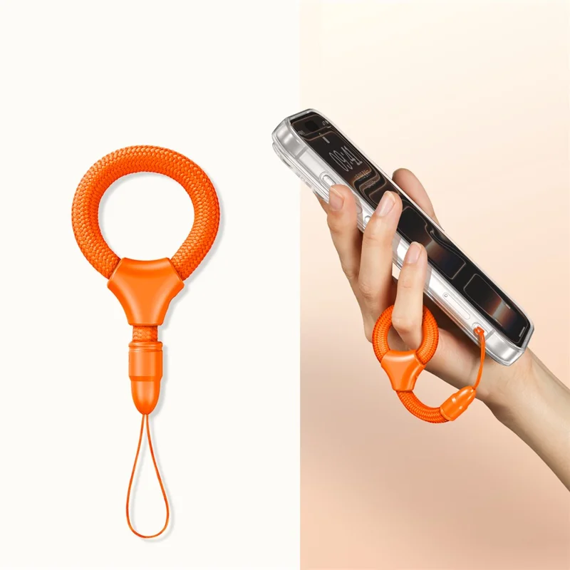 10cm Mini Finger Ring Rope Self-locking Phone Lanyard Adjustable Anti-drop Strap for Smartphone - Orange