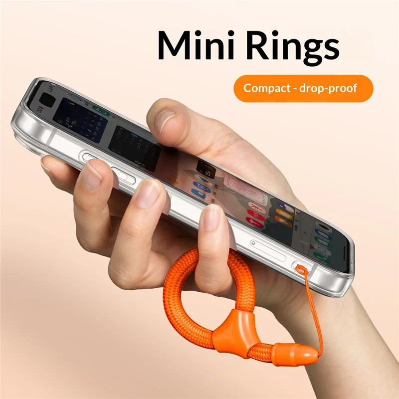10cm Mini Finger Ring Rope Self-locking Phone Lanyard Adjustable Anti-drop Strap for Smartphone - Orange