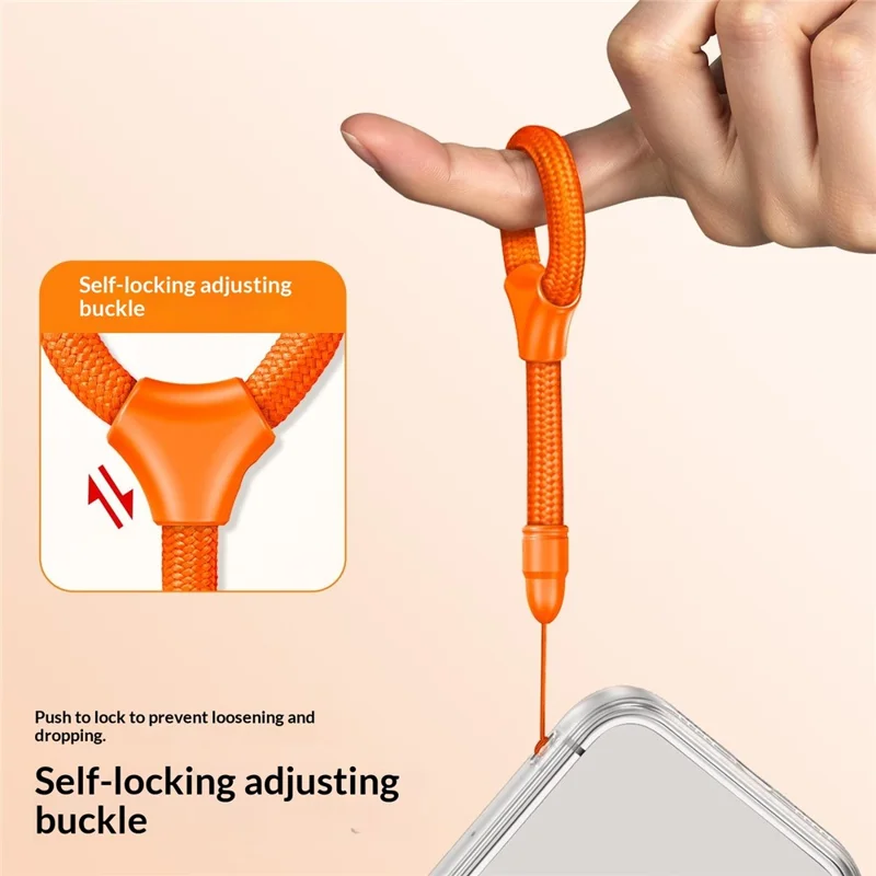 10cm Mini Finger Ring Rope Self-locking Phone Lanyard Adjustable Anti-drop Strap for Smartphone - Orange