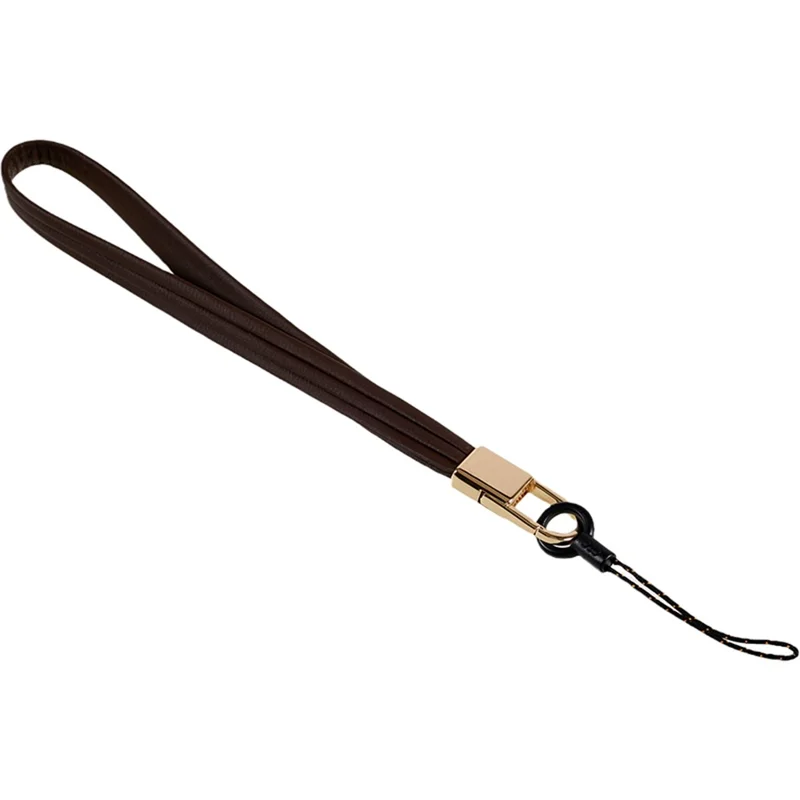 20cm Universal Cell Phone Case Hand Strap Wrist Lanyard Leather Strap for Name Tag / Keys - Dark Brown