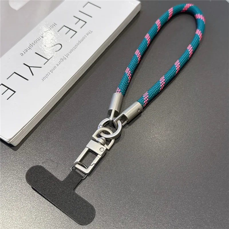 Portachiavi per Lanyard 26 cm con Cordino Intrecciato e Tappetino di Fissaggio Anticaduta per Telefono - Stile 1