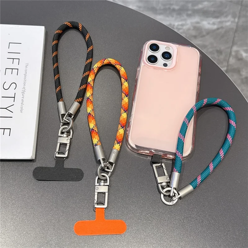 Portachiavi per Lanyard 26 cm con Cordino Intrecciato e Tappetino di Fissaggio Anticaduta per Telefono - Stile 1