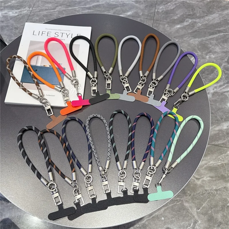 Portachiavi per Lanyard 26 cm con Cordino Intrecciato e Tappetino di Fissaggio Anticaduta per Telefono - Stile 1
