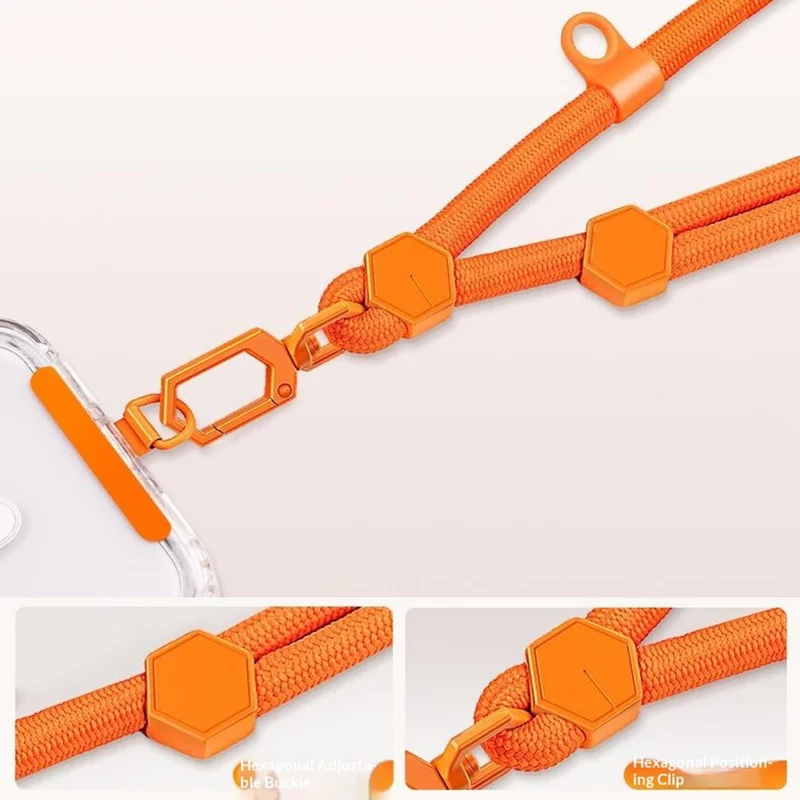 150cm Phone Lanyard Neck Strap Adjustable Crossbody Cord with Stainless Steel Tether Tab - Orange