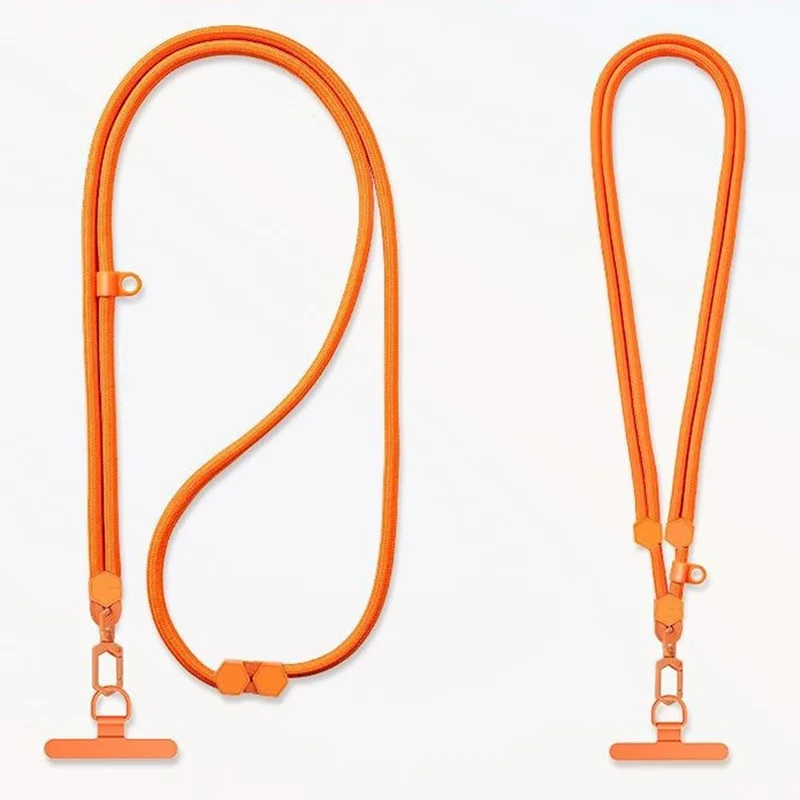150cm Phone Lanyard Neck Strap Adjustable Crossbody Cord with Stainless Steel Tether Tab - Orange